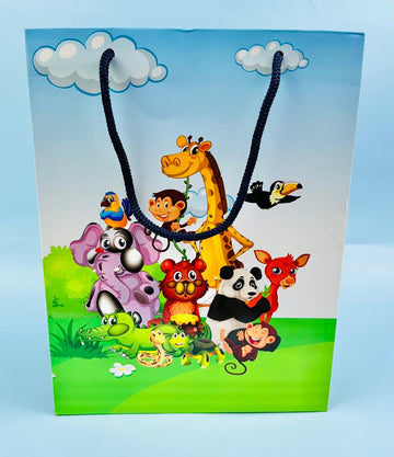 Colorful Jungle Animal Theme Gift Paper Bags (23x18x10cm)(Pack of 10)