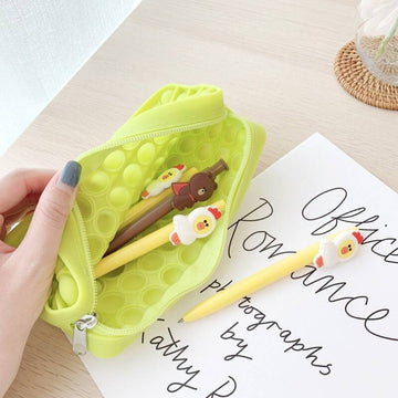 Silicone Pop It fidget Pencil Case Kids Stationery Bag (Random Color)
