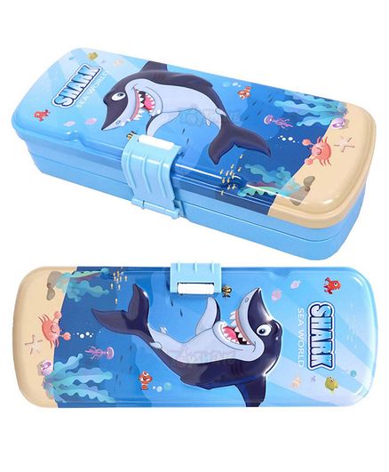 High Quality Shark Print Metal Pencil Box - Multicolour
