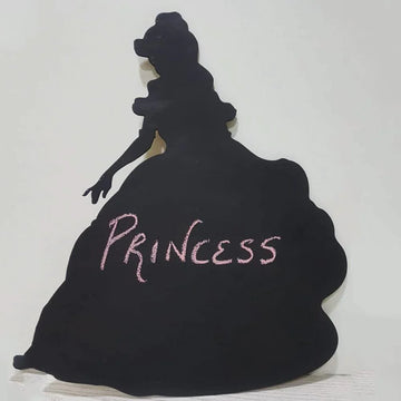 Princess Shaped Black Board with Colored Chalk & Duster