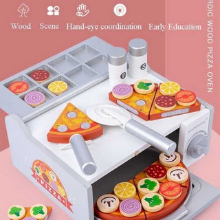 27pcs Pizza Wooden Toys Cooking Simulation Tableware Pretend Play Toy