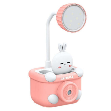 Led Desk Lamp Pencil Sharpener Cartoon Animal Bunny Table Lamp Pen Holder Student Usb Eye Protection Reading Light