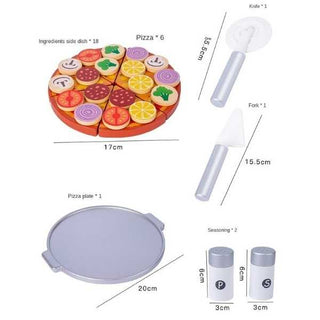 27pcs Pizza Wooden Toys Cooking Simulation Tableware Pretend Play Toy