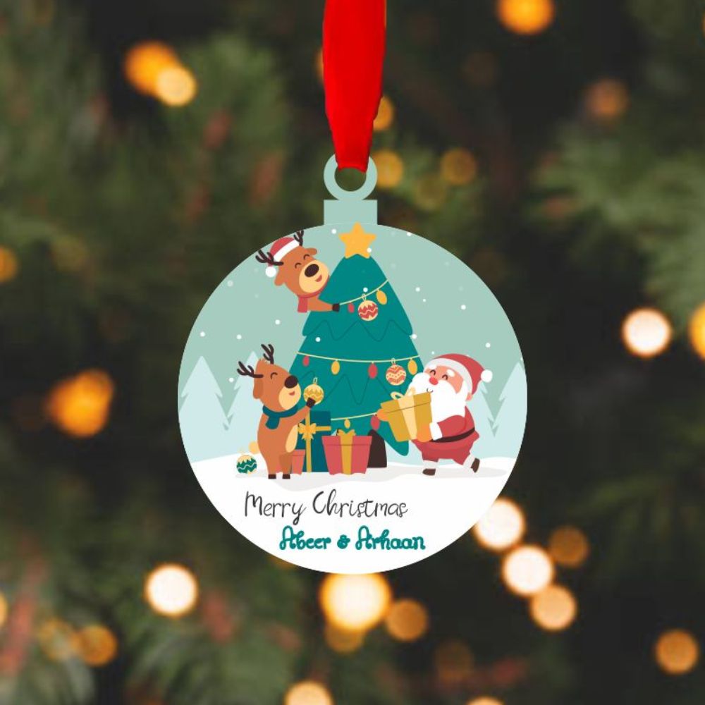 Personalised Ornament - Santa & Reindeer (PREPAID)
