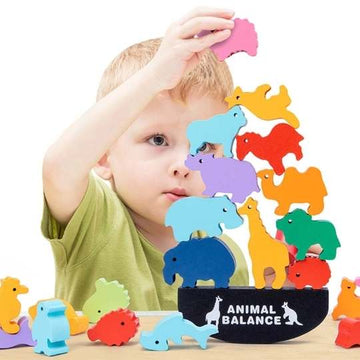 Wooden Animals Balance Training Puzzle Game Montessori Toys for Toddlers Kids - 11pc blocks