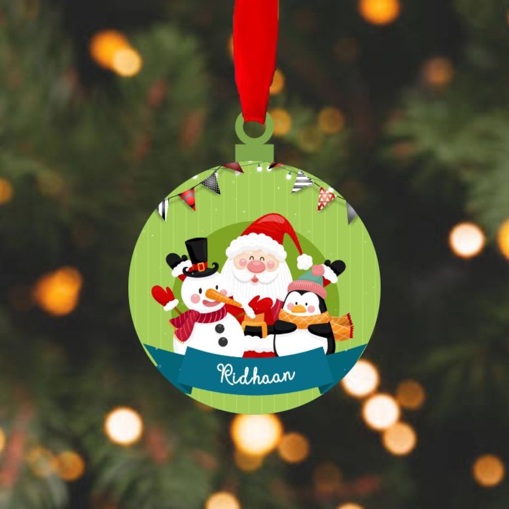 Personalised Ornament -Snowman & Penguins (PREPAID)