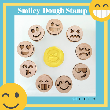 Smiley Wooden Play Dough Stamp Set of 9
