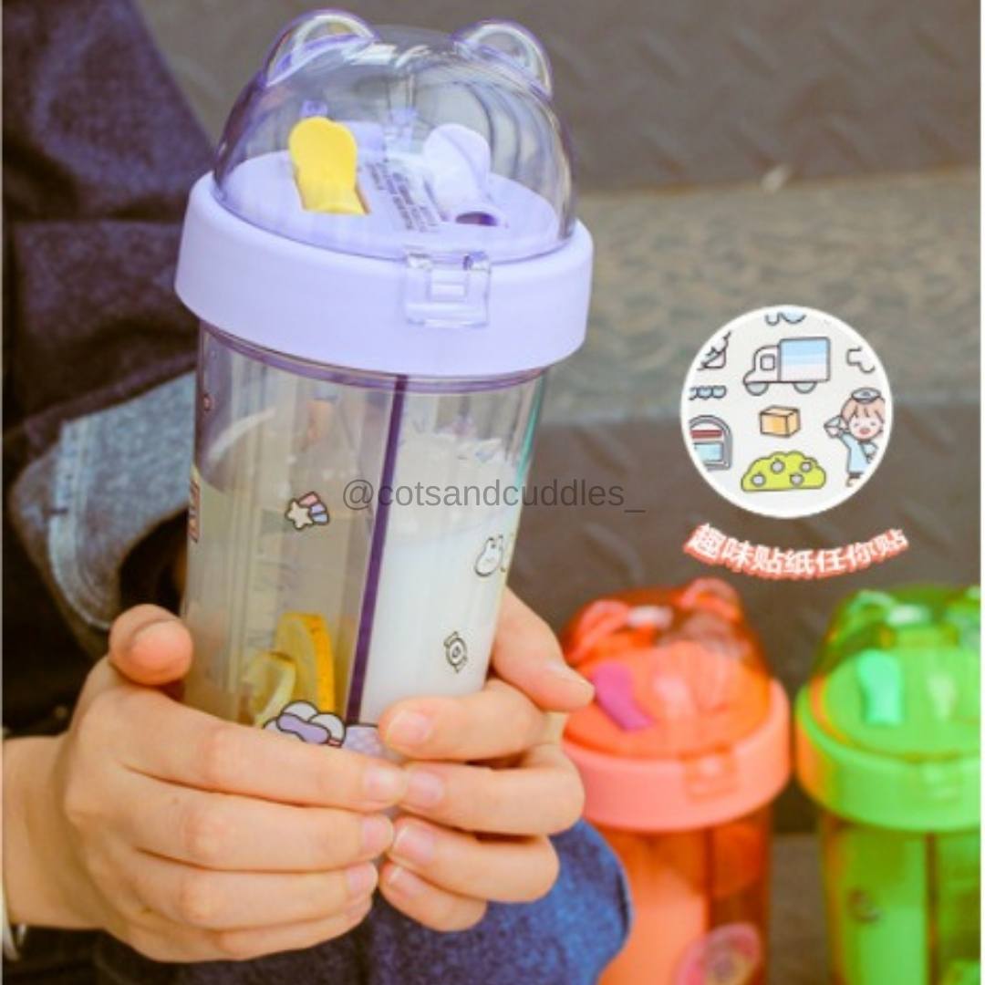 2 compartment water bottle 420ml