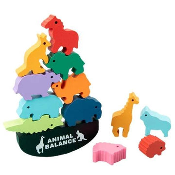 Wooden Animals Balance Training Puzzle Game Montessori Toys for Toddlers Kids - 11pc blocks
