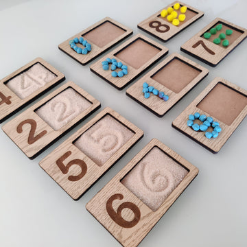 Wooden Numbers Tracing Writing and Counting Tray