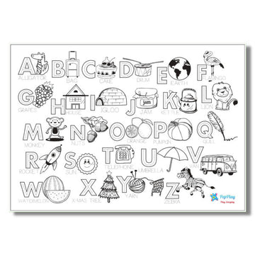 Uppercase Alphabet Educational Placemat with A3 Size 1 Reusable Placemats, 10 water-based sketch pens and pencil with eraser.