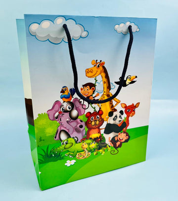 Colorful Jungle Animal Theme Gift Paper Bags (23x18x10cm)(Pack of 10)