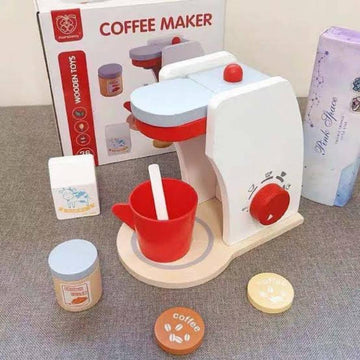 Wooden Coffee Machine Toys Kids Simulation Coffee Maker Pretend Playsets Coffee
