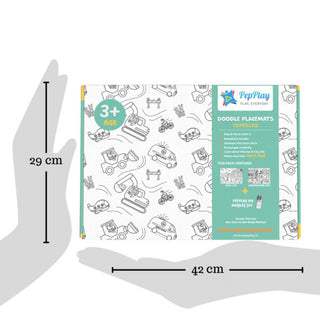 Doodle Placemats Set – VEHICLE Series with A3 Size 2 Transparent Reusable Placemat & 8 set of DIY Marker Pens