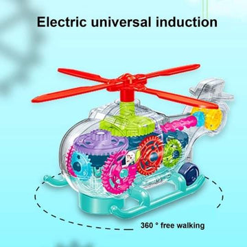 Transparent Mechanical Gear Toy Musical Vehicle,Early Educational Learning Toy with Automatic Steering,Universal Driving Color with flashing Lights