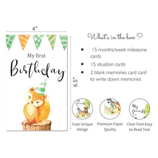 Jungle Safari Theme Baby Milestone Cards - Pack of 32