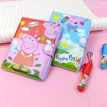 Cute Mini Peppa Pig Design Pocket Diary with Pen for Kids (Random Colour)