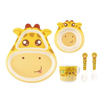 Giraffe Bamboo Fiber 5 Piece Feeding Set - 100% bamboo No Plastic