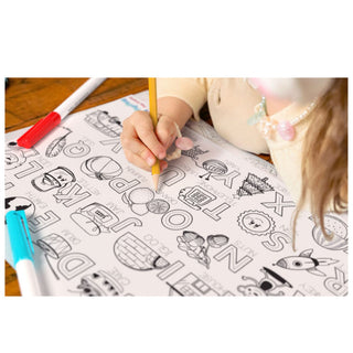 Uppercase Alphabet Educational Placemat with A3 Size 1 Reusable Placemats, 10 water-based sketch pens and pencil with eraser.