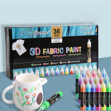3D Fabric Paint For Artists Painting set of 24 pcs of 30ml Plastic Tubes