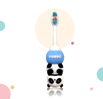 Cute 3D Panda Shape Microfiber Soft Bristles Toothbrush with Travel Case for Kids Age 2+