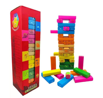 Zenga Dinosaur Adventure 54 Pcs Colourful Blocks Timber Tower Tumbling Game for Kids and Adults
