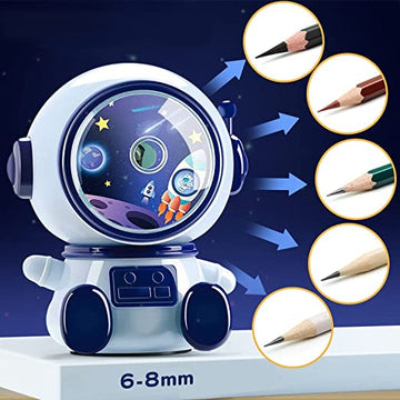 Cute Space Astronaut Shaped Manual Color Pencils/Pencil Sharpener for Toddlers, Table Sharpener Machine School Stationary Gift for Kids ( Pack of 1)