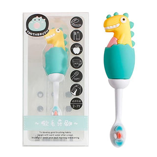 Cute 3D Dino Shape Microfiber Soft Bristles Toothbrush for Kids Age 2+ (Pack of 1)