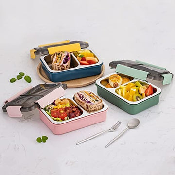 Premium Quality 304 Stainless Steel Transfer Proof Lunch Box (1 Box with 2 Compartment 750 ML)