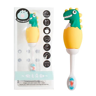 Cute 3D Dino Shape Microfiber Soft Bristles Toothbrush for Kids Age 2+ (Pack of 1)