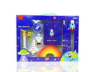 Space writing Set Pencils with Eraser, Diary and sharpener - Pack of 12 Pc Pencil  Set of 12, Dark Blue (Outer Box Damage)