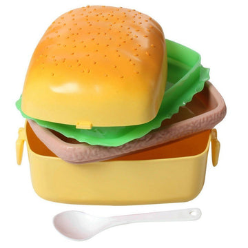 Rectangle Burger Shaped 3 Compartments Lunch Box ( 1260ml )