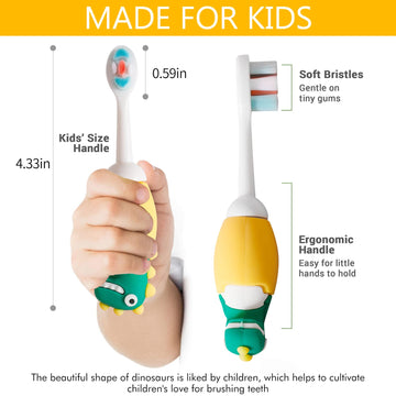 Cute 3D Dino Shape Microfiber Soft Bristles Toothbrush for Kids Age 2+ (Pack of 1)