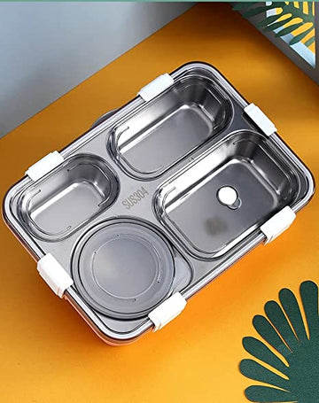 4 Compartment Insulated Lunch Box Stainless Steel Tiffin Box (Jumbo Size) ( 850ml )