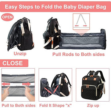 Large Capacity 0. Bag/Backpack with Bassinet and charging cable
