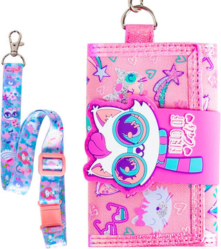 Premium Quality Colorful Theme Canvas Cross Body Clutch Wallet for Kids - One Zip Pocket for Cash and Cards, One Coin Pocket, and Adjustable Strap