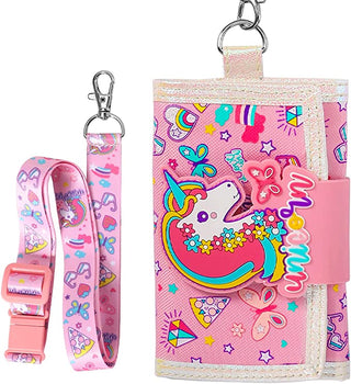 Premium Quality Colorful Theme Canvas Cross Body Clutch Wallet for Kids - One Zip Pocket for Cash and Cards, One Coin Pocket, and Adjustable Strap