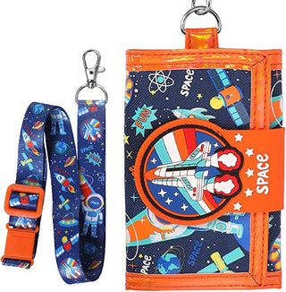 Premium Quality Colorful Theme Canvas Cross Body Clutch Wallet for Kids - One Zip Pocket for Cash and Cards, One Coin Pocket, and Adjustable Strap