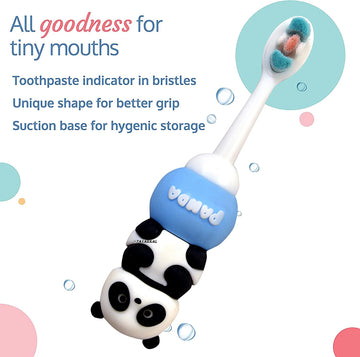 Cute 3D Panda Shape Microfiber Soft Bristles Toothbrush with Travel Case for Kids Age 2+