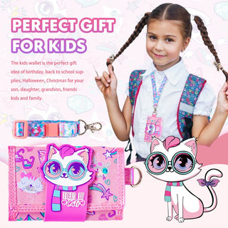 Premium Quality Colorful Theme Canvas Cross Body Clutch Wallet for Kids - One Zip Pocket for Cash and Cards, One Coin Pocket, and Adjustable Strap