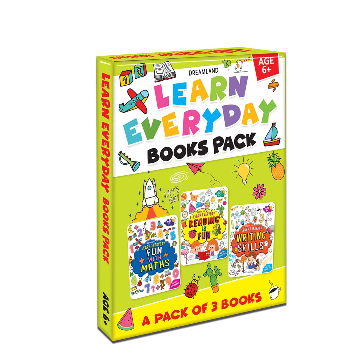 Learn Everyday Books Pack Age 6+ A Set of 3 Books - Reading is Fun, Fun with Maths, Writing Skills