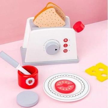 8 Pieces of Kids Pretend Play Toaster Playset - Multi-Color