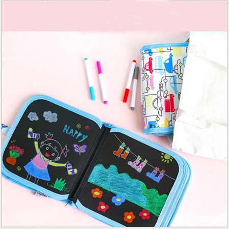 Premium Quality Kids Erasable Doodle Book - Random Print - 14 sided 10 markers
