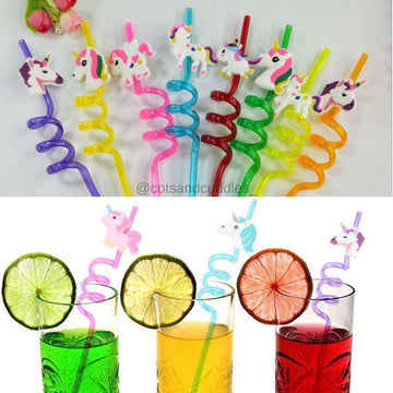 Reusable Drinking Party Straws for kids- Pack of 4 pcs (Random)