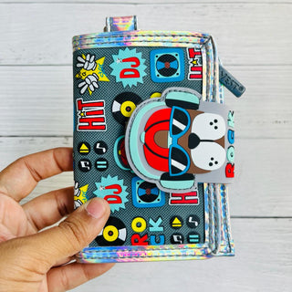 Premium Quality Colorful Theme Canvas Cross Body Clutch Wallet for Kids - One Zip Pocket for Cash and Cards, One Coin Pocket, and Adjustable Strap