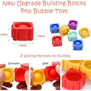 Big Pops Fidget Sensory Toys,DIY Pop to It Bubble Building Blocks, Splicing Stress Reliever Toy,Educational Bubble Blocks for Kids,Playset and Learning Toy