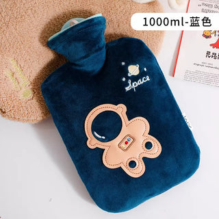 Cute Space Print Plush Hot Water Bag For Pain Relief - 1000ml