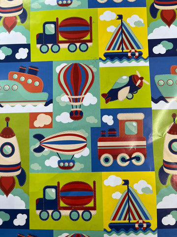 Beautiful Colorful Vehicle Theme printed Gift Wrap- Set of 10