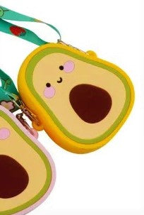 Silicone Cute Fruit Sling Bag With Detachable and Adjustable Strap For kids (Avocado) (Random Colour)