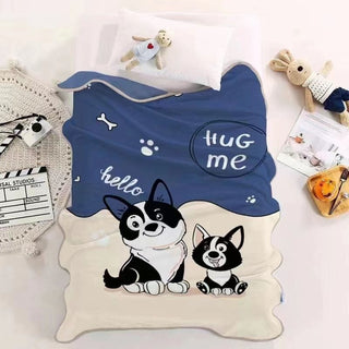 Premium Quality Cartoon Printed Fur Material Warm Blanket for Kids - SWEET PUPPY